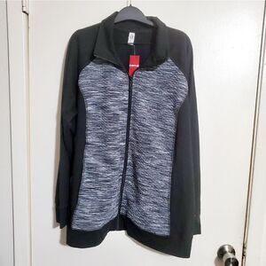 Avenue Black Space Dye Athletic Full Zipper Sweater Size 26/28